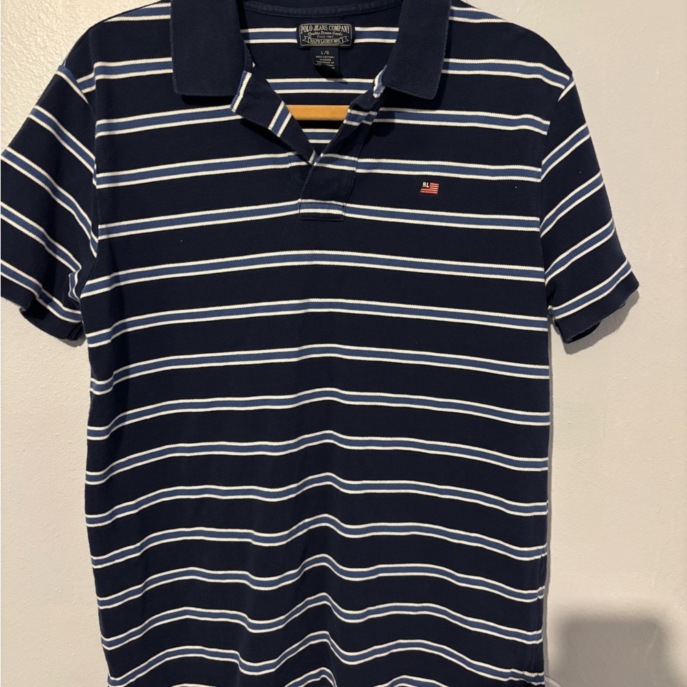 Polo Jeans Company Navy Striped Polo Shirt
